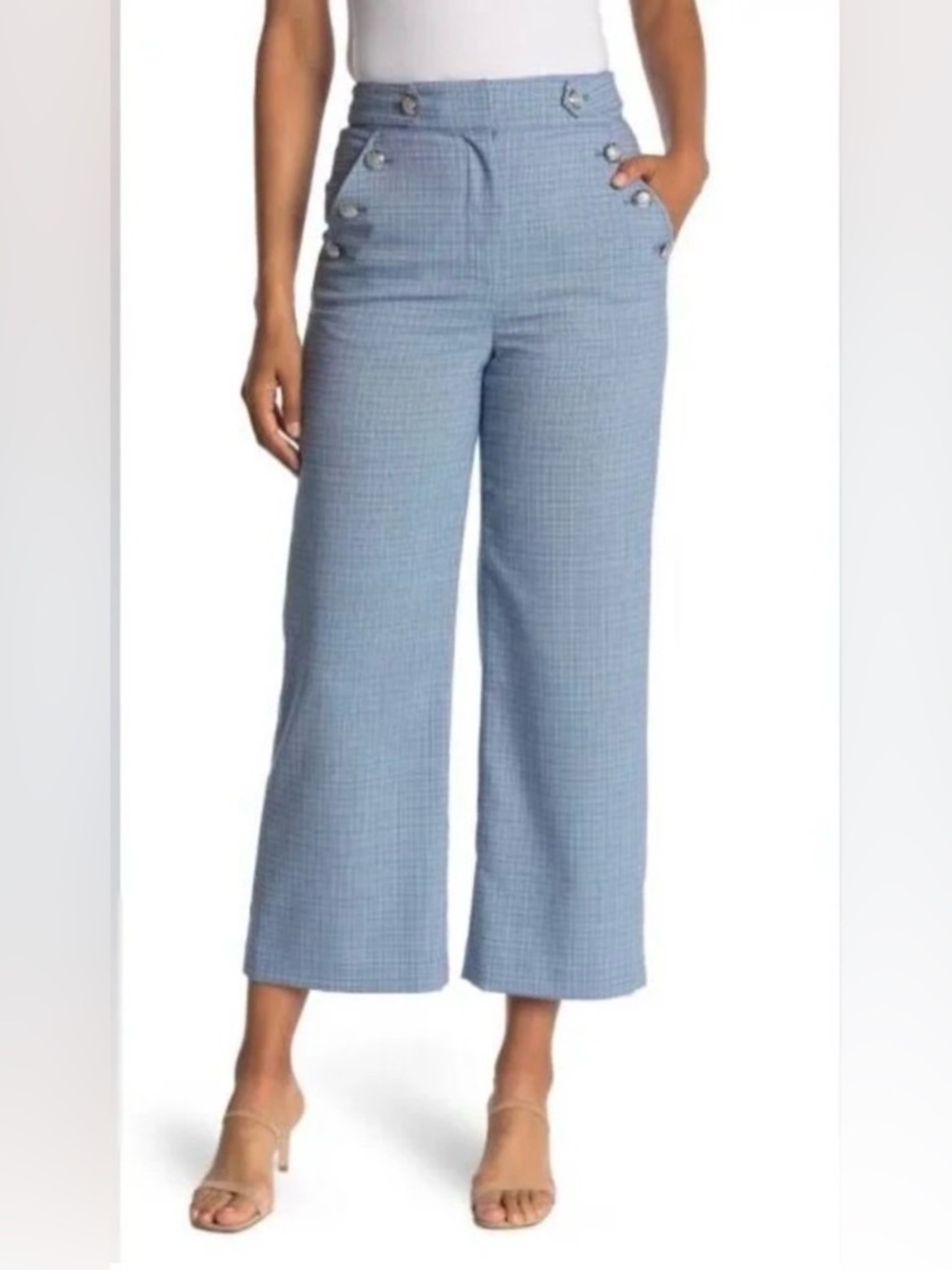 NEW Veronica Beard Hunter Cropped Blue Plaid Pant Size 2